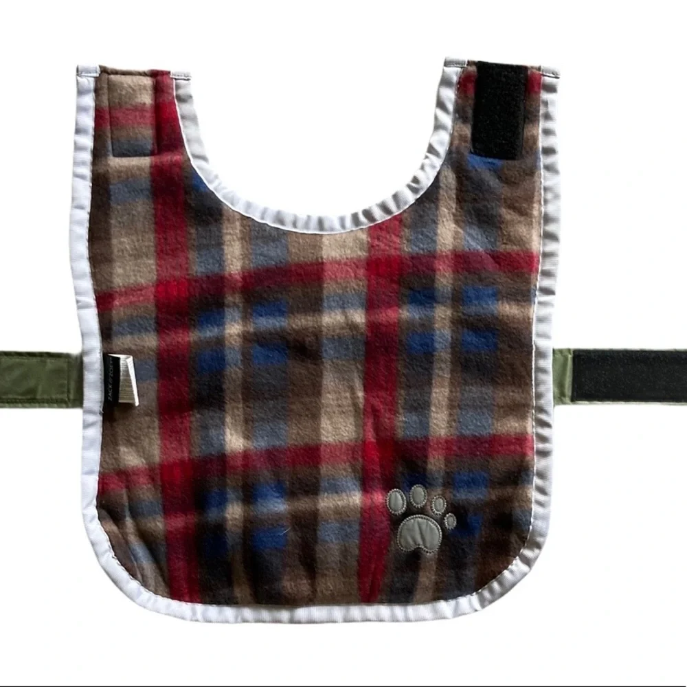 Zack & Zoey Dog Jacket Raincoat Olive Green Reverses Red Flannel Coat Small Pet